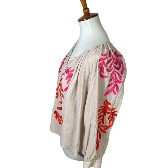 Fate Bright Boho Embroidered Cotton Gauze Blouse Size S - Picture 6 of 9
